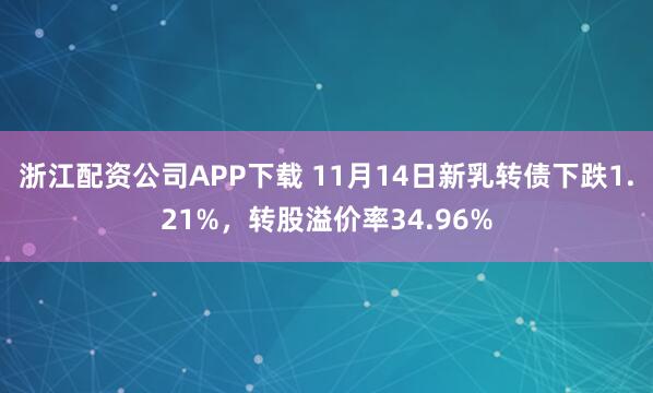 浙江配资公司APP下载 11月14日新乳转债下跌1.21%，转股溢价率34.96%