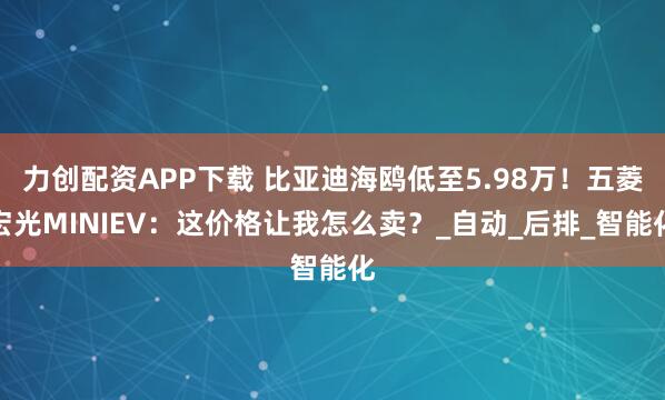 力创配资APP下载 比亚迪海鸥低至5.98万！五菱宏光MINIEV：这价格让我怎么卖？_自动_后排_智能化